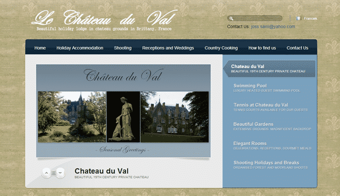 Holiday rental site for Chateau Val in Brittany