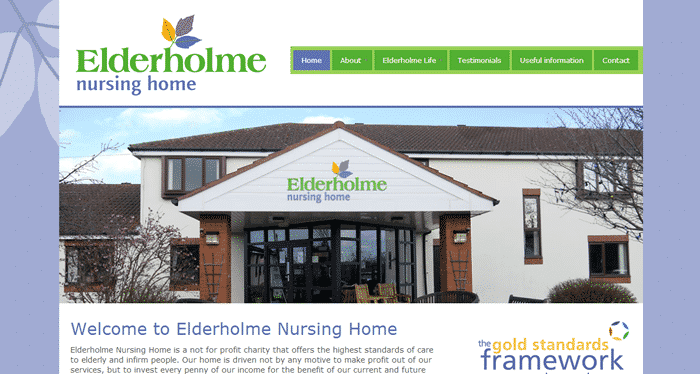 Elderholme nursing home website home page