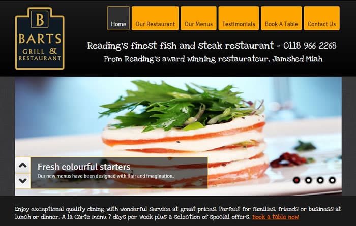 Restaurant website in WordPress