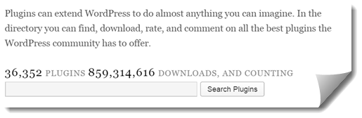 Screenshot of WordPress plugin repository showing number of plugins and downloads