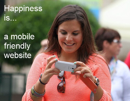 Happy lady with smartphone