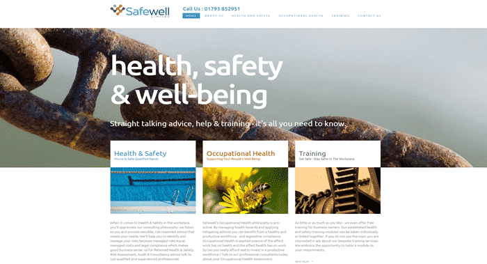 Screenshot of Health and Safety Website in WordPress