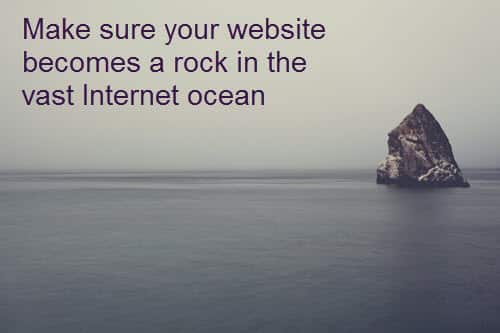 Rock in the ocean depicting a solid website