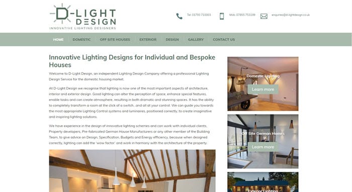 Lighting design website screenshot