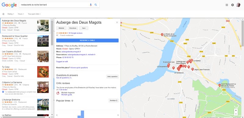 Local Business Search Showing Knowledge Graph