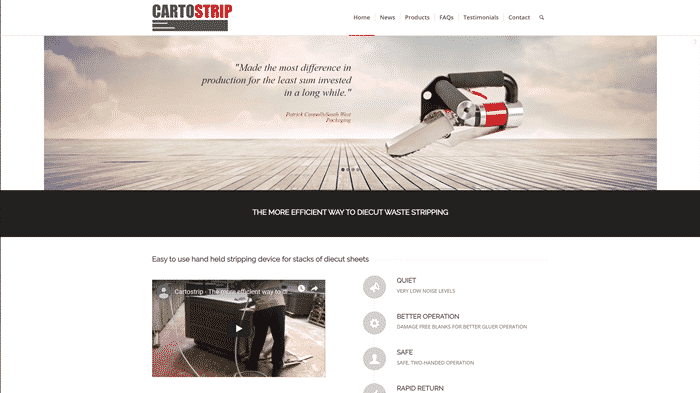Enfold theme screenshot of diecut waste stripping website