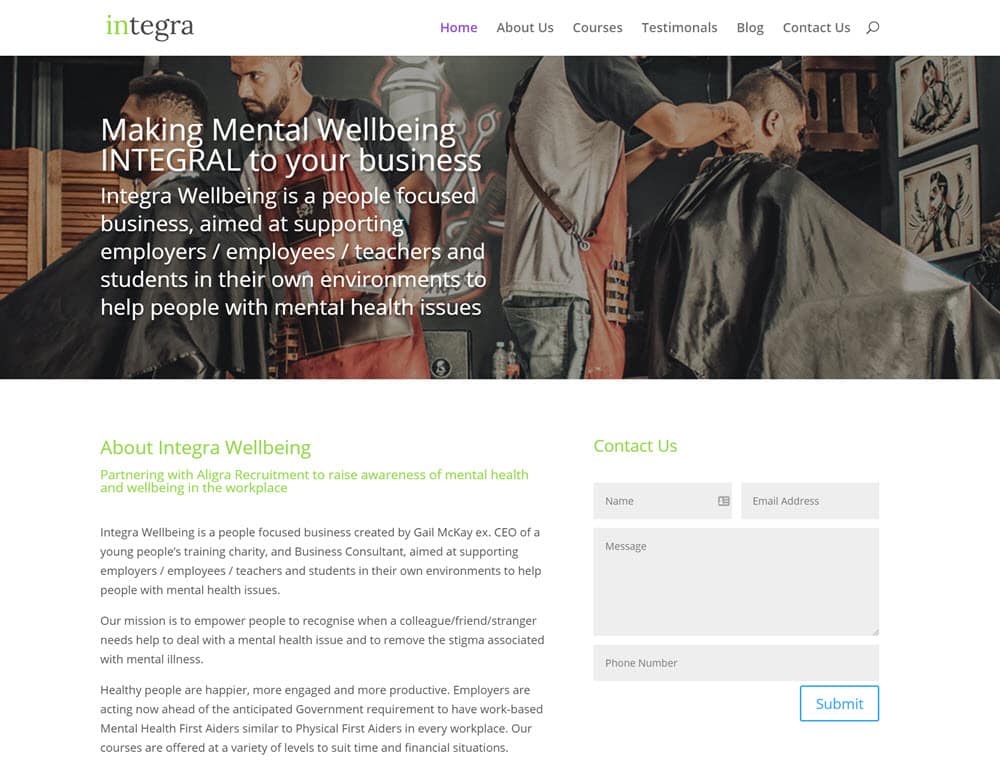 Integra Mental Health Wellbeing Website Screenshot
