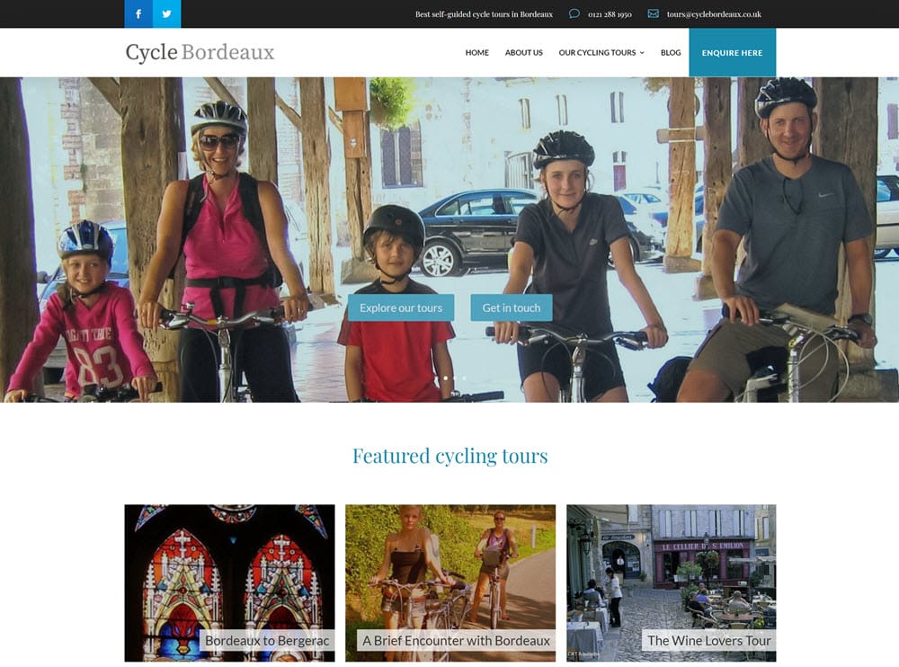 Screenshot of cycle Bordeaux website
