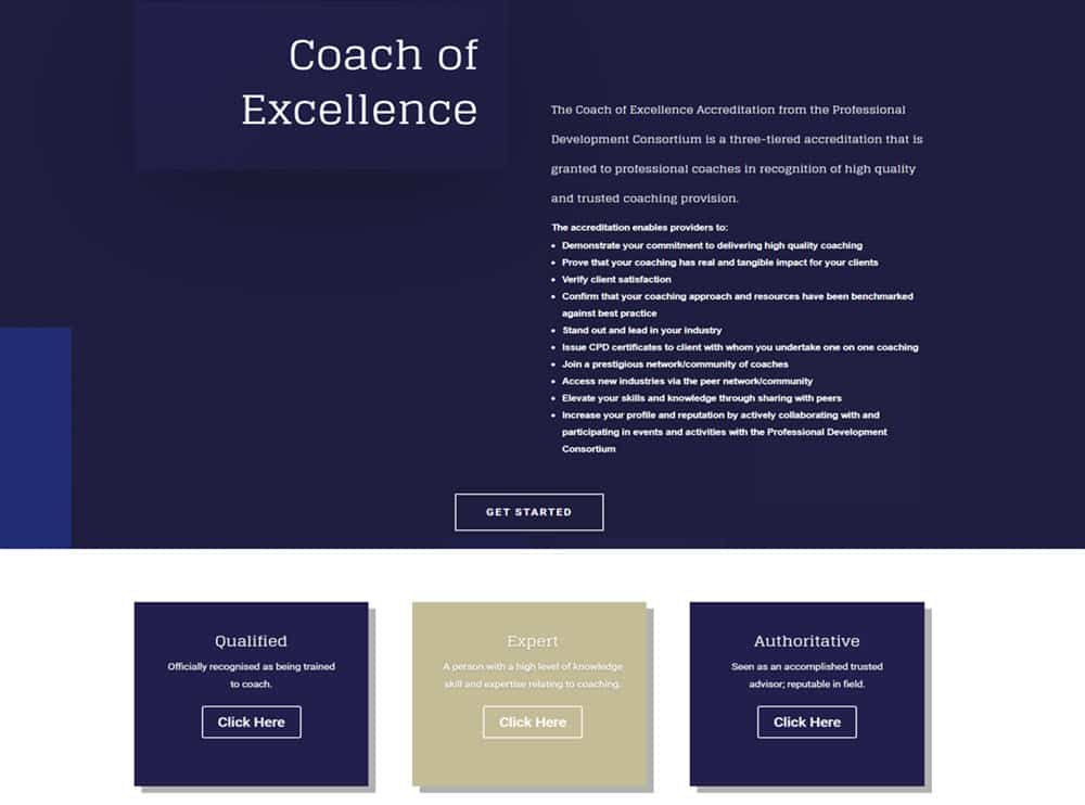 Coaching excellence website for CPD Standards office