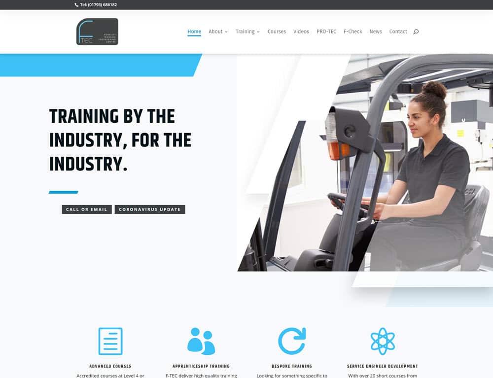 Forklift training website screenshot