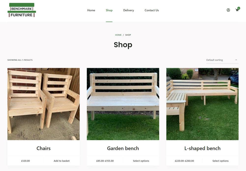 Garden furniture product display online shop