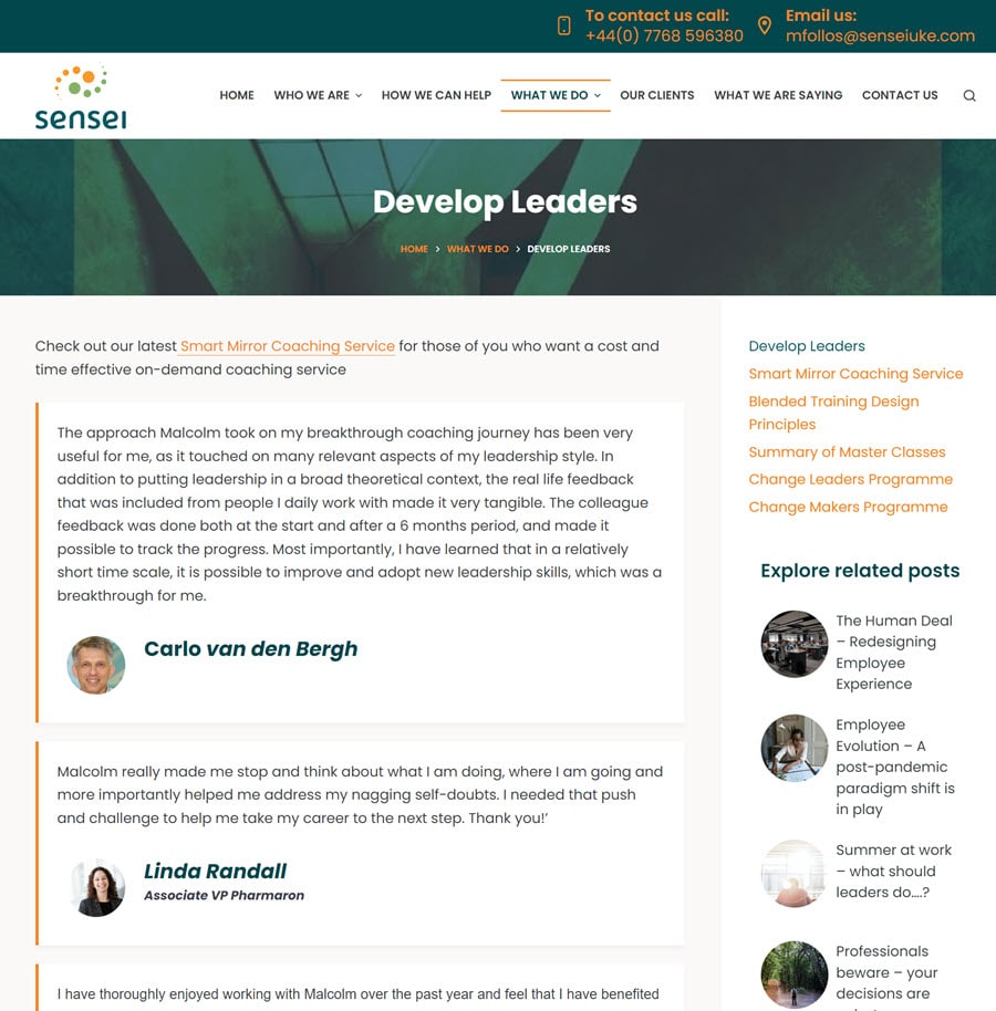 Develop Leaders Sensei website screenshot