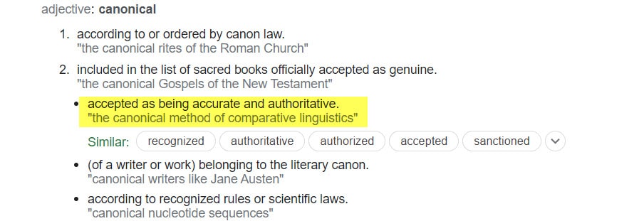 What i the definition of canonical?