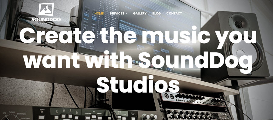 Recording studio website design for Gloucestershire UK business